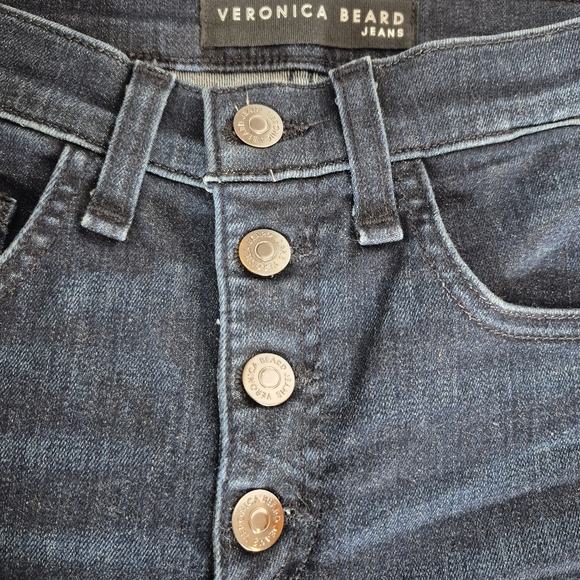 Veronica Beard Carolyn 10" Baby Boot Jeans Navy/Red Leg Stripe Released Hem - 25 - Picture 7 of 15